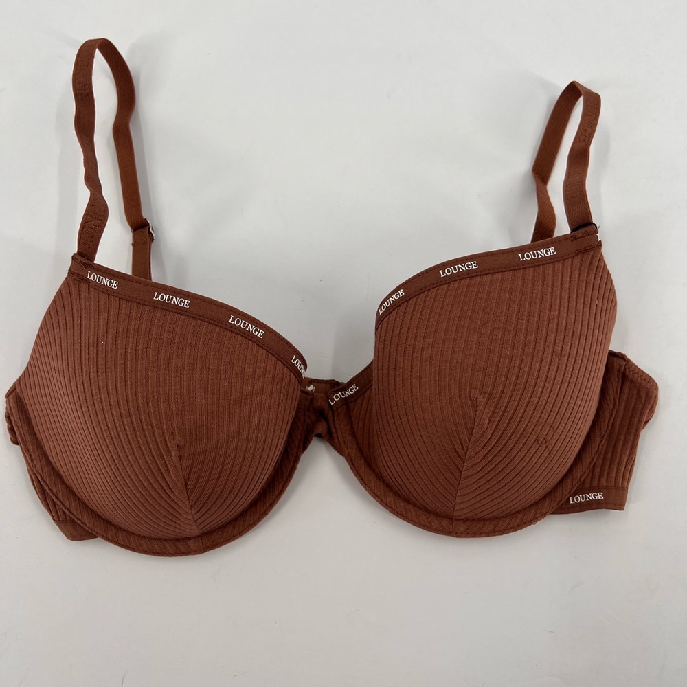 Lounge Ribbed Underwire Bra in Chocolate Brown